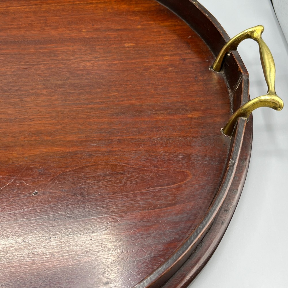 Large Antique Mahogany Inlaid Serving Tray View XII