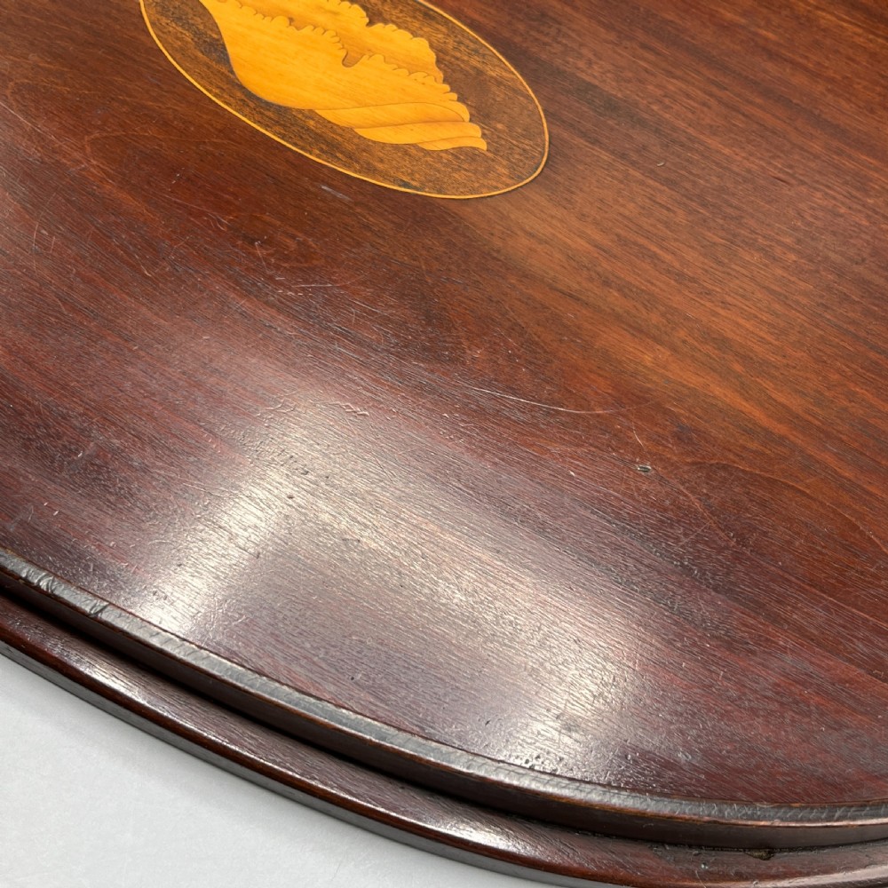 Large Antique Mahogany Inlaid Serving Tray View XIII