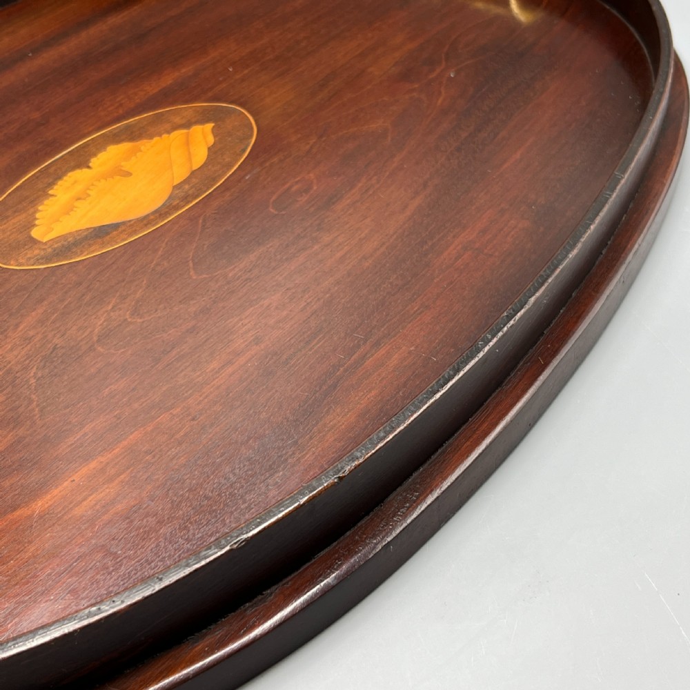 Large Antique Mahogany Inlaid Serving Tray View XXII