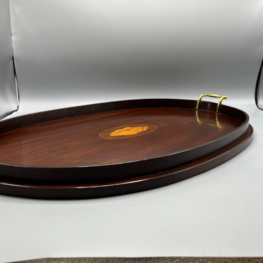 Large Antique Mahogany Inlaid Serving Tray View XXIV