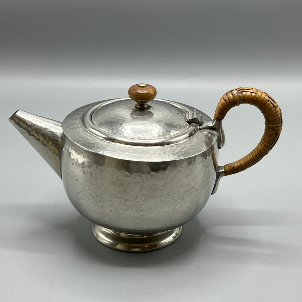 Liberty & Co Pewter Teapot & Coffee Pot 4-Piece Set with Rattan Handles View IV