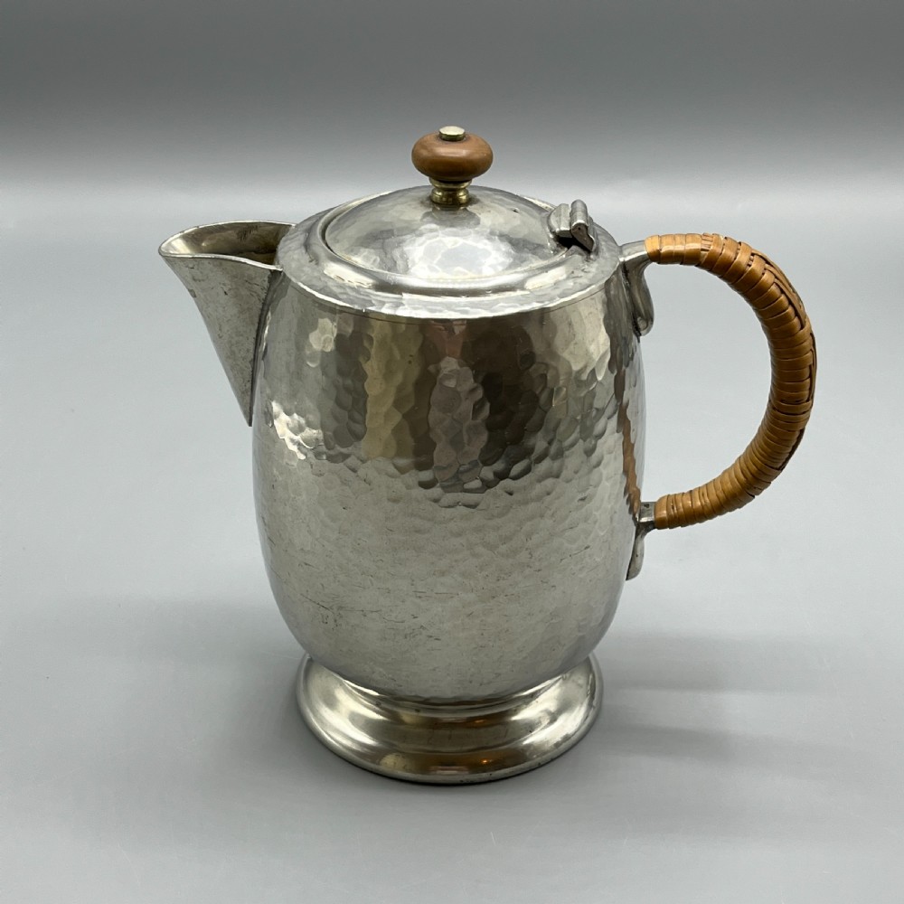 Liberty & Co Pewter Teapot & Coffee Pot 4-Piece Set with Rattan Handles View X