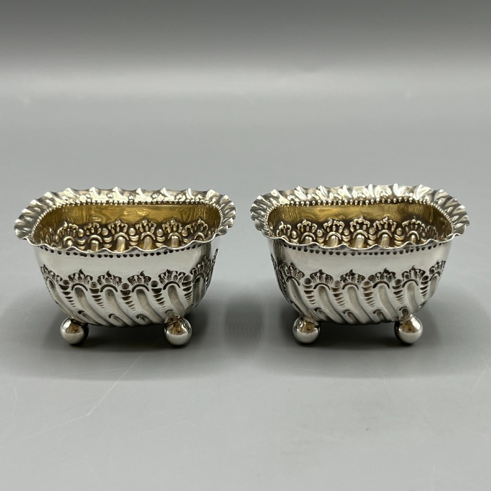 Pair Victorian Sterling Silver Salts Hallmarked 1897