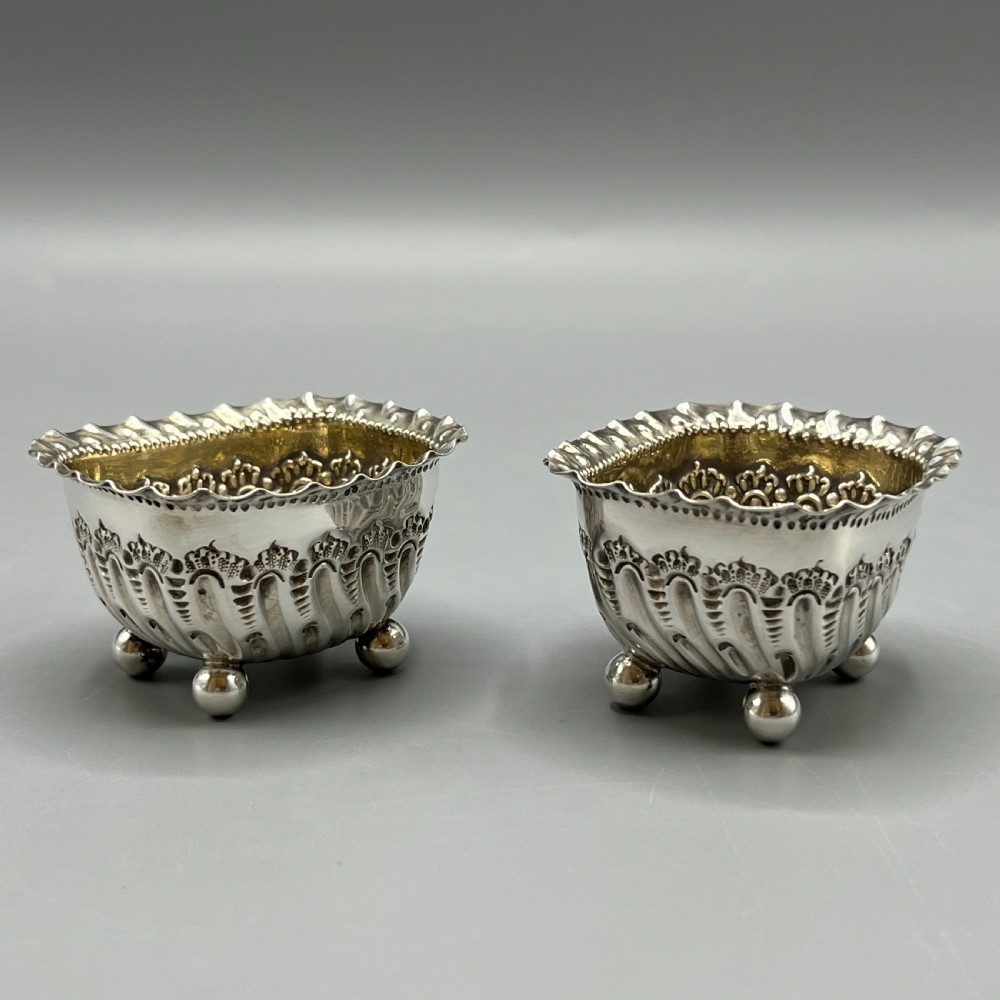 Pair Victorian Sterling Silver Salts Hallmarked 1897 View VI