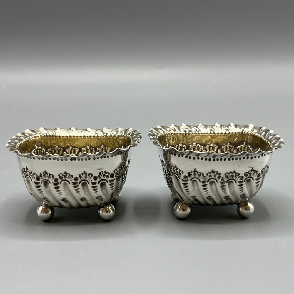 Pair Victorian Sterling Silver Salts Hallmarked 1897 View VII