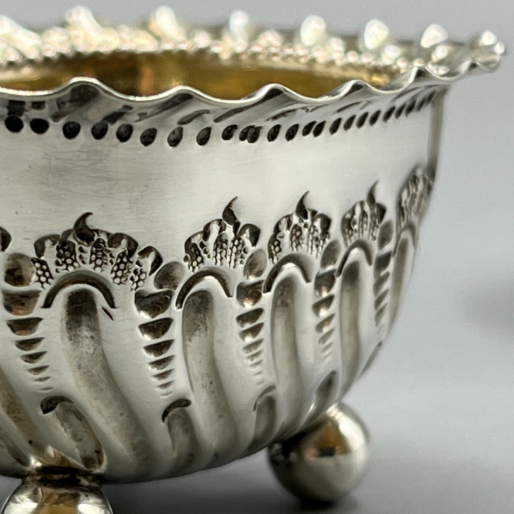 Pair Victorian Sterling Silver Salts Hallmarked 1897 View X