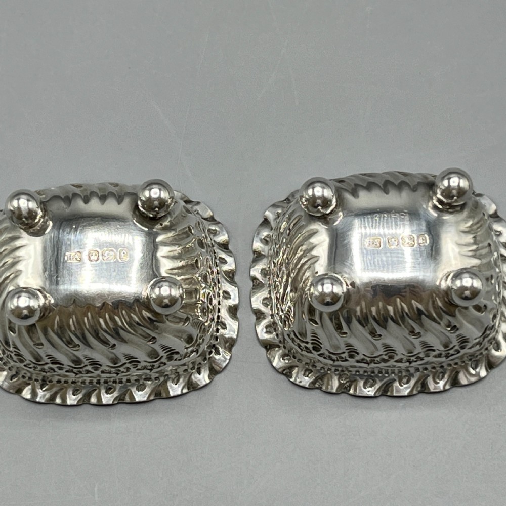 Pair Victorian Sterling Silver Salts Hallmarked 1897 View XII