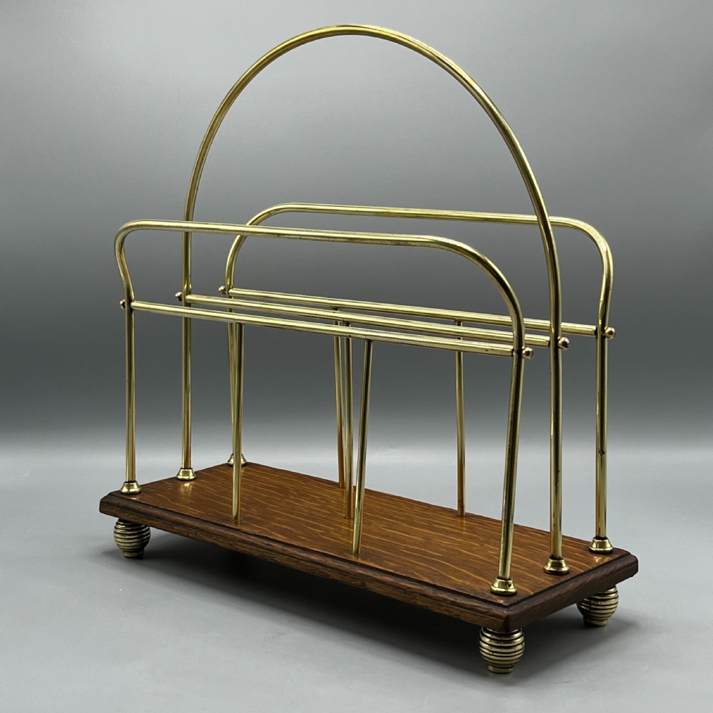 Edwardian Brass Magazine / Newspaper Rack Holder Stand