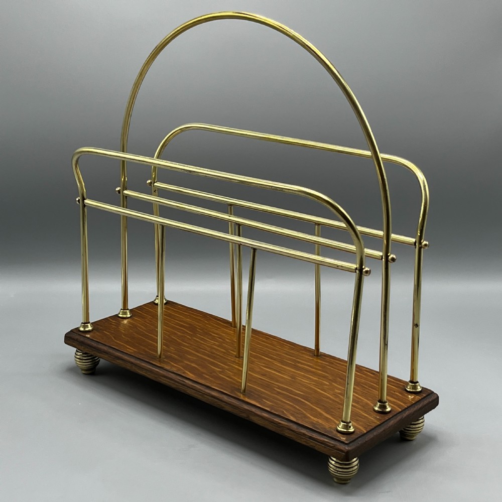 Edwardian Brass Magazine / Newspaper Rack Holder Stand View II