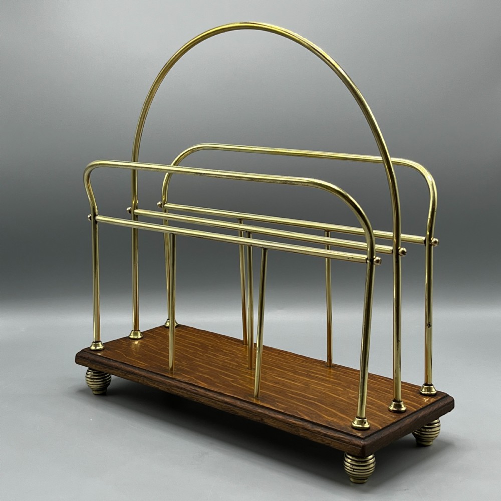 Edwardian Brass Magazine / Newspaper Rack Holder Stand View III