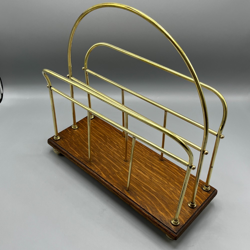 Edwardian Brass Magazine / Newspaper Rack Holder Stand View IV