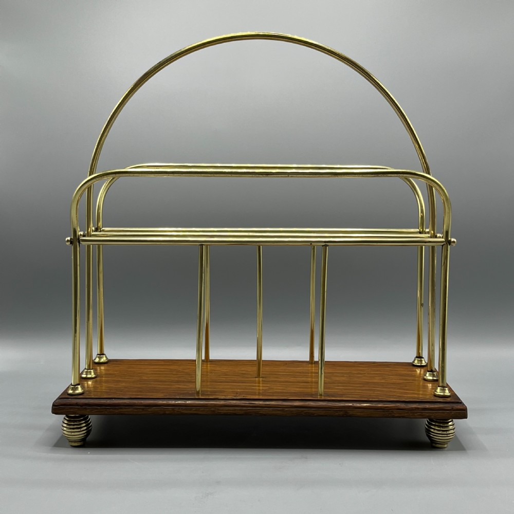 Edwardian Brass Magazine / Newspaper Rack Holder Stand View V