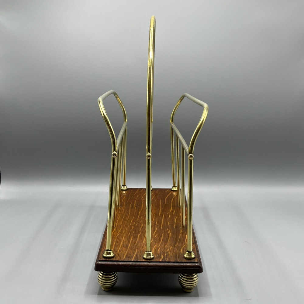 Edwardian Brass Magazine / Newspaper Rack Holder Stand View VIII