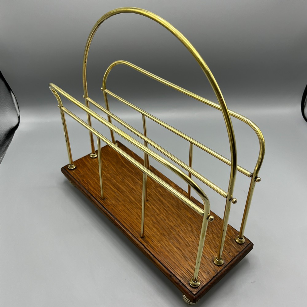 Edwardian Brass Magazine / Newspaper Rack Holder Stand View IX