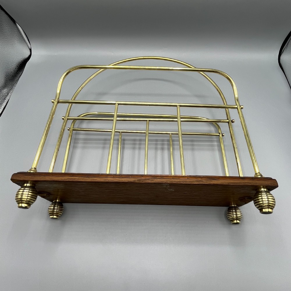 Edwardian Brass Magazine / Newspaper Rack Holder Stand View X
