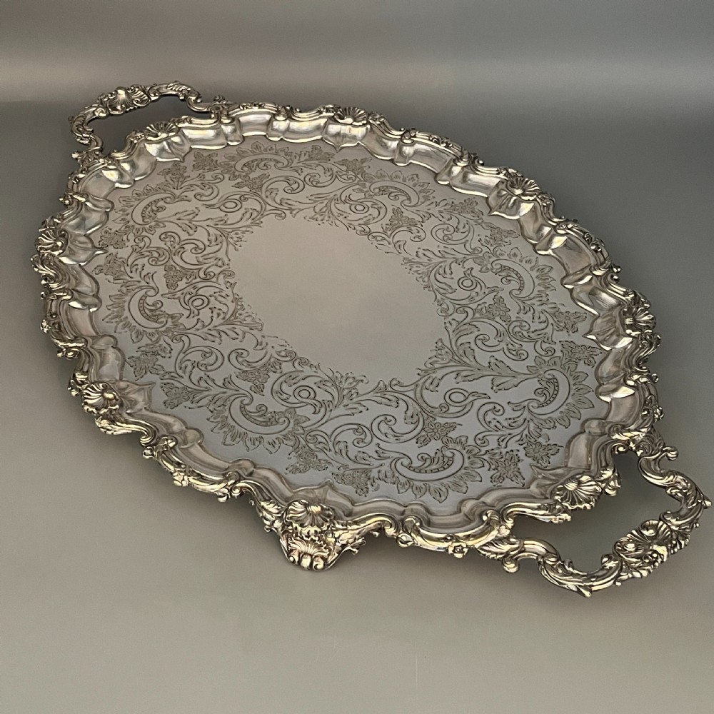 Edwardian Silver Plated Footed Serving Tray
