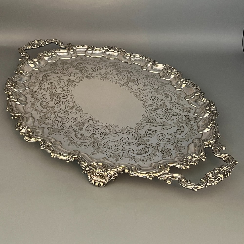 Edwardian Silver Plated Footed Serving Tray View II