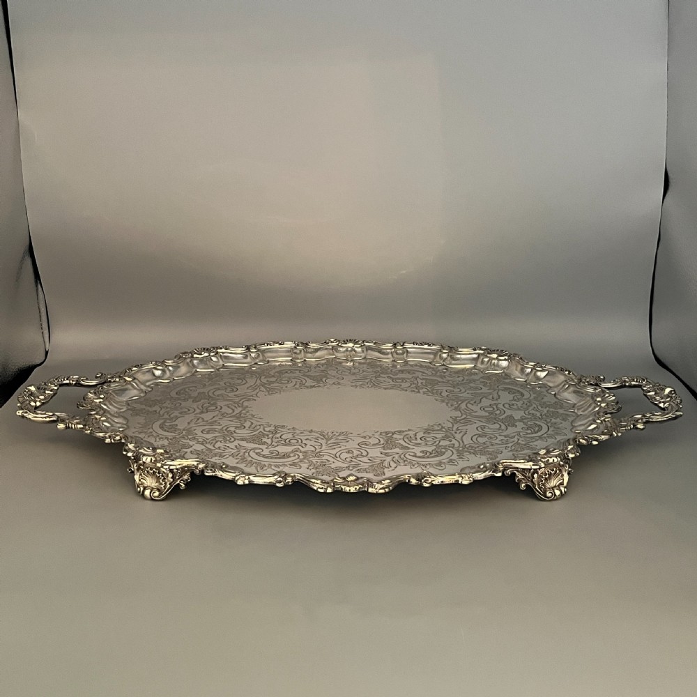 Edwardian Silver Plated Footed Serving Tray View III