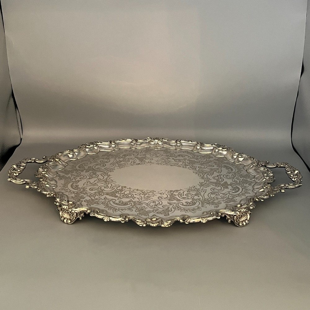 Edwardian Silver Plated Footed Serving Tray View IV