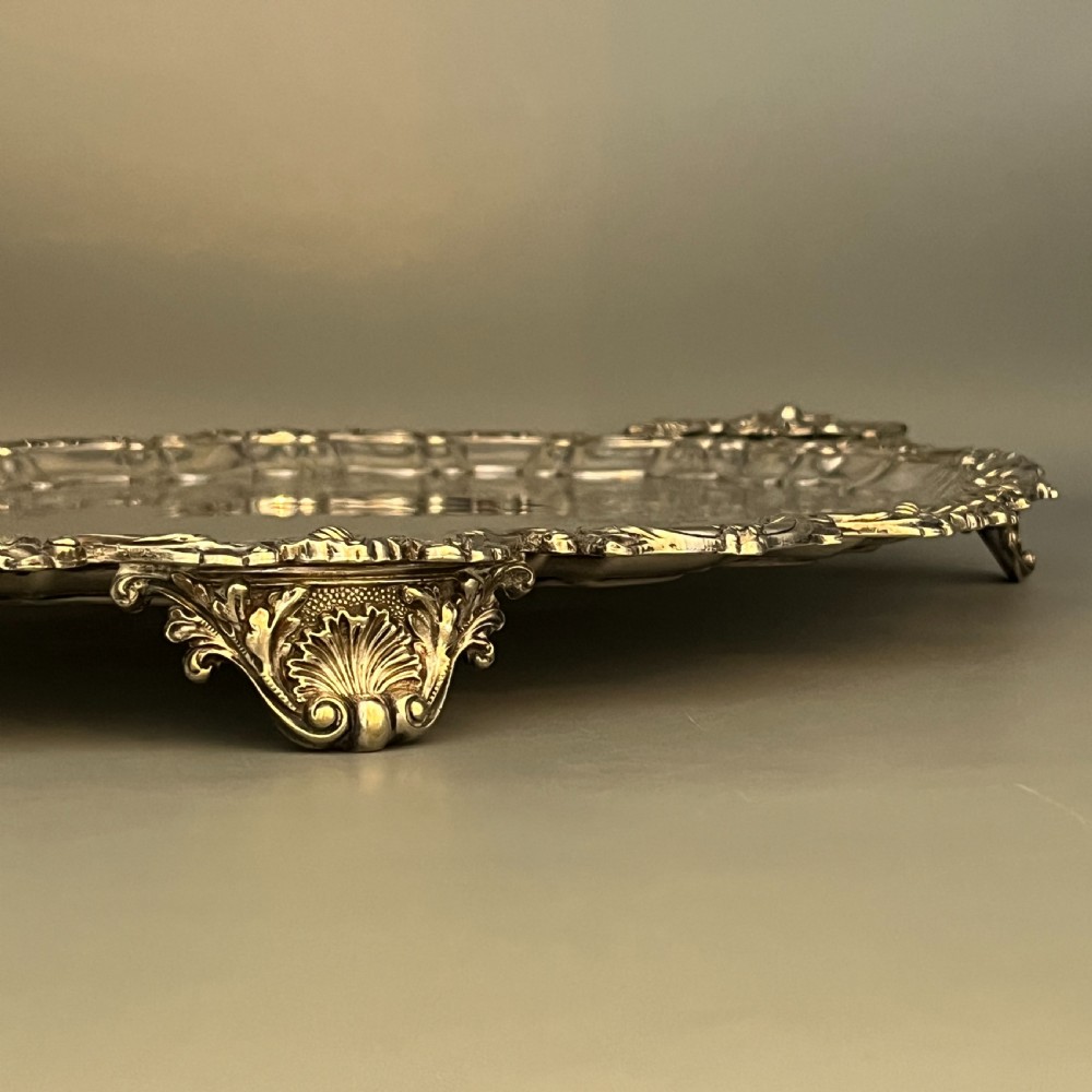 Edwardian Silver Plated Footed Serving Tray View V