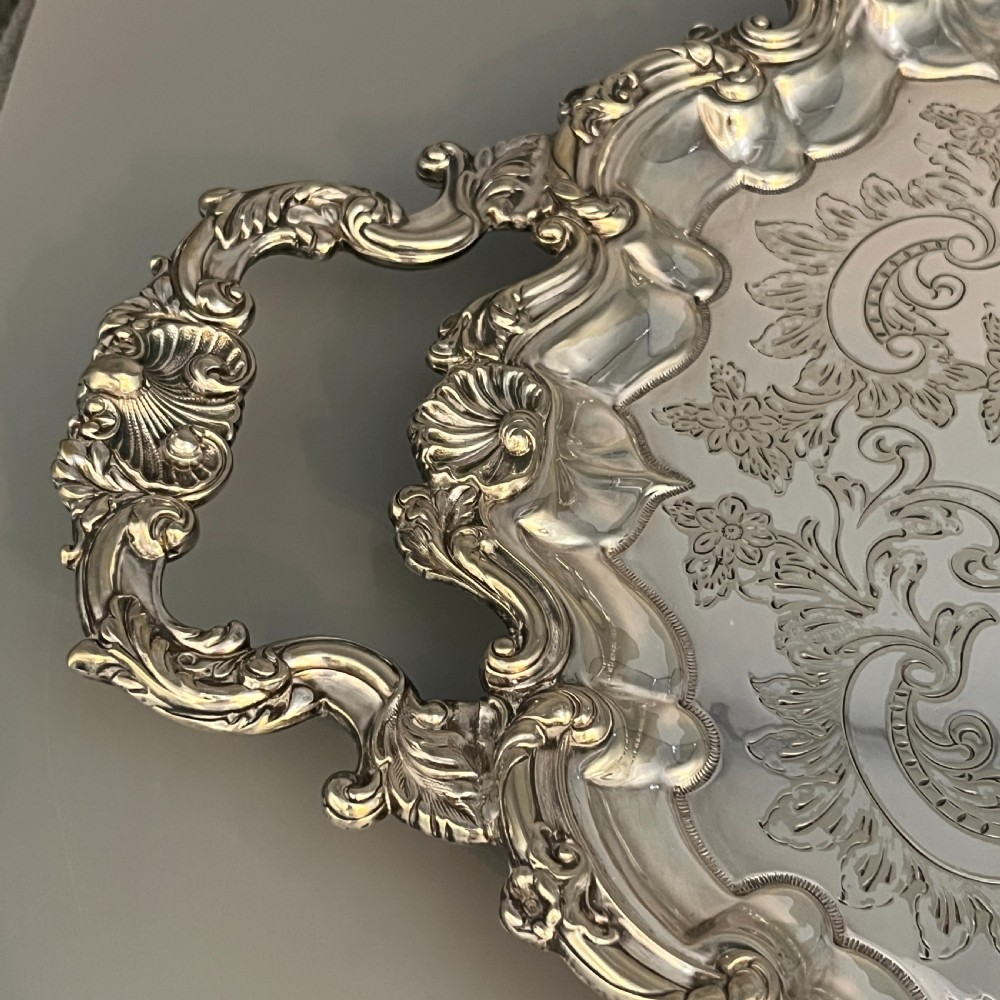Edwardian Silver Plated Footed Serving Tray View VIII