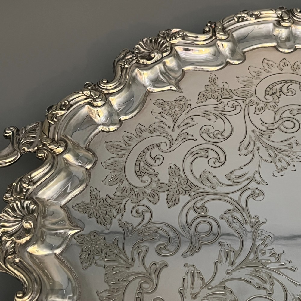 Edwardian Silver Plated Footed Serving Tray View X