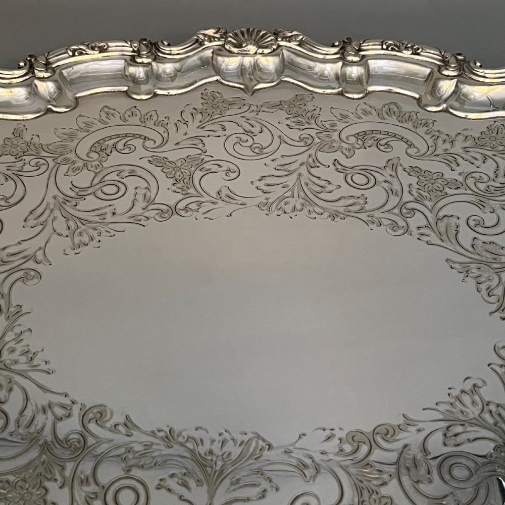 Edwardian Silver Plated Footed Serving Tray View XI