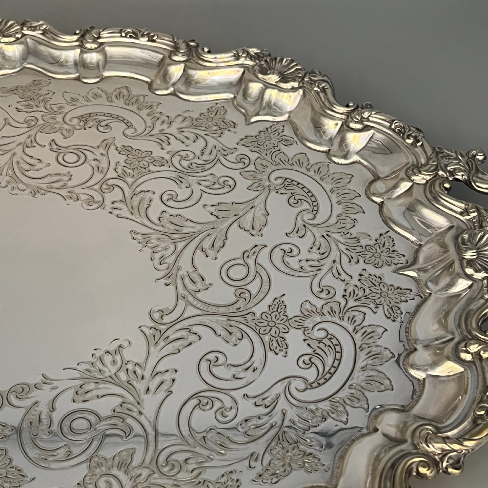 Edwardian Silver Plated Footed Serving Tray View XII