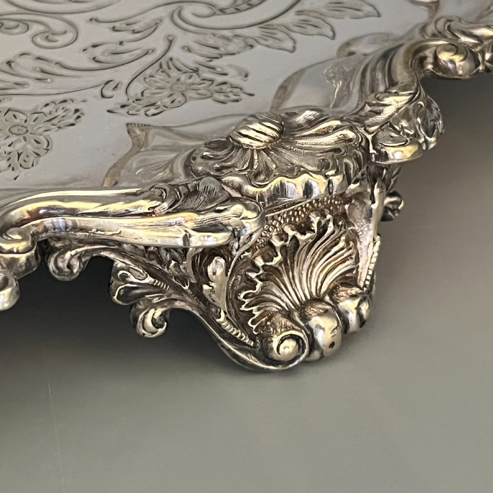 Edwardian Silver Plated Footed Serving Tray View XV
