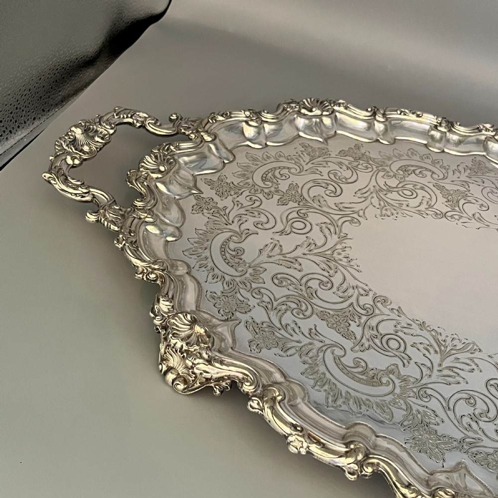Edwardian Silver Plated Footed Serving Tray View XVII