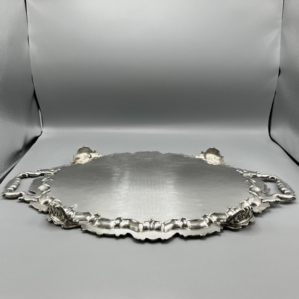 Edwardian Silver Plated Footed Serving Tray View XIX