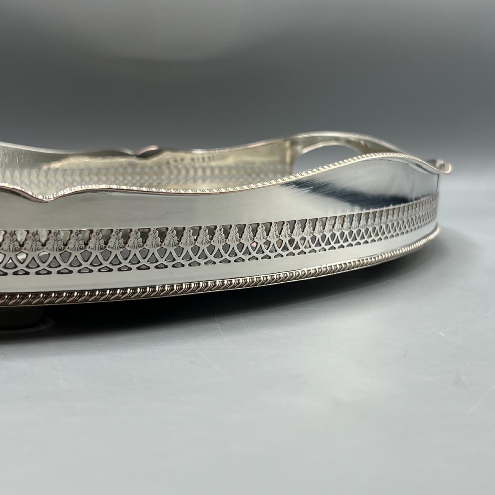 Large Edwardian Silver Plated Galleried Serving Tray View IV