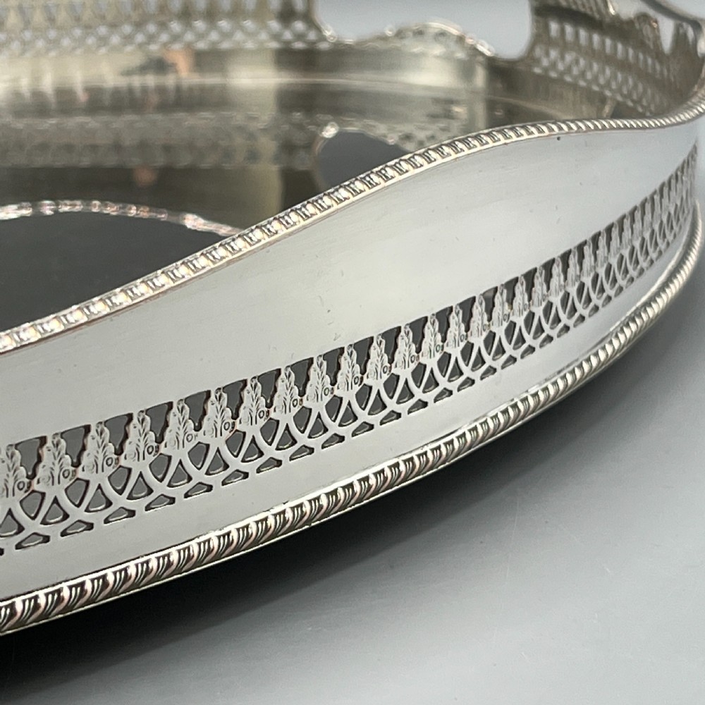 Large Edwardian Silver Plated Galleried Serving Tray View V