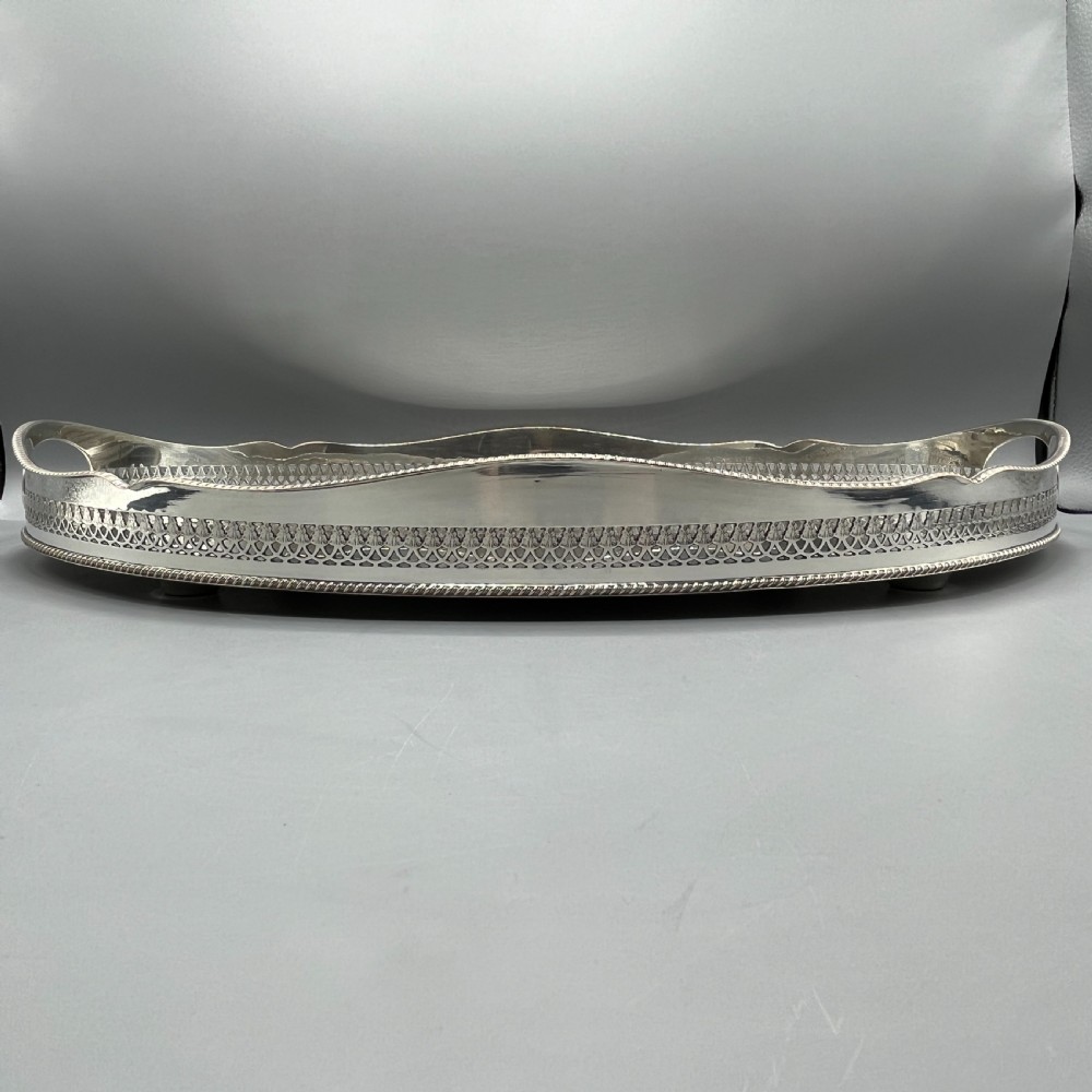 Large Edwardian Silver Plated Galleried Serving Tray View VIII