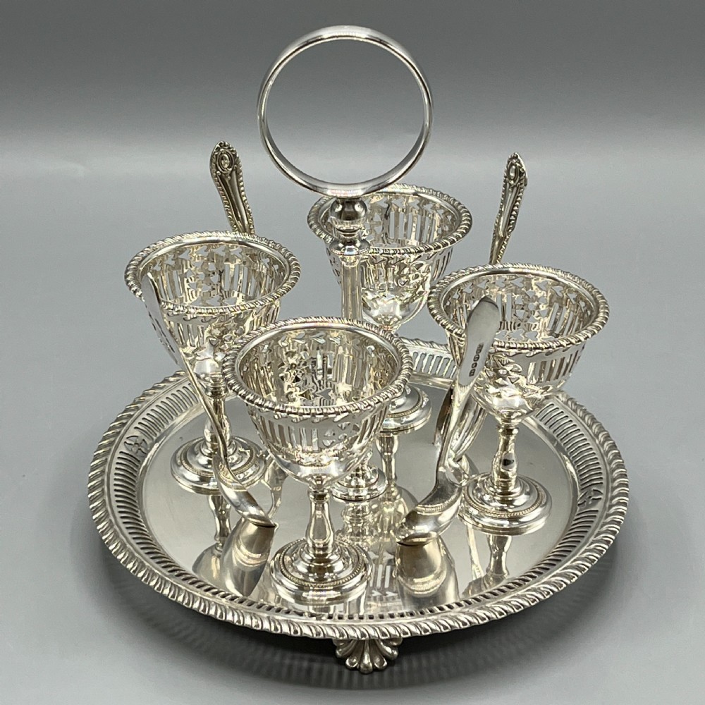 Edwardian Silver Plated Egg Cruet Set