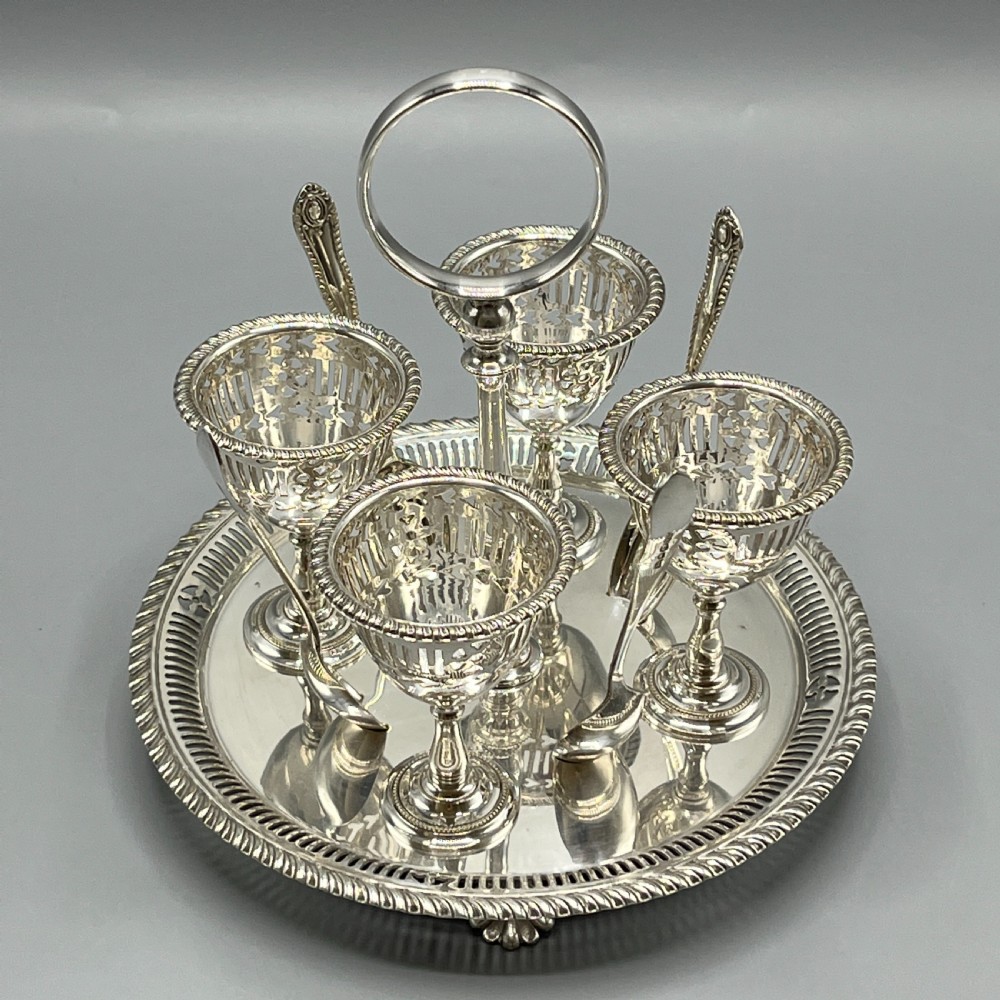 Edwardian Silver Plated Egg Cruet Set View II