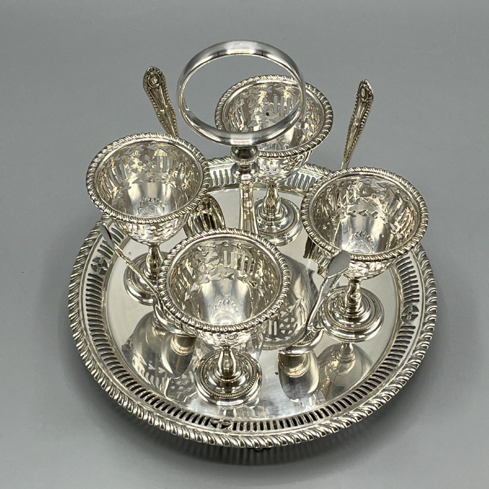 Edwardian Silver Plated Egg Cruet Set View III