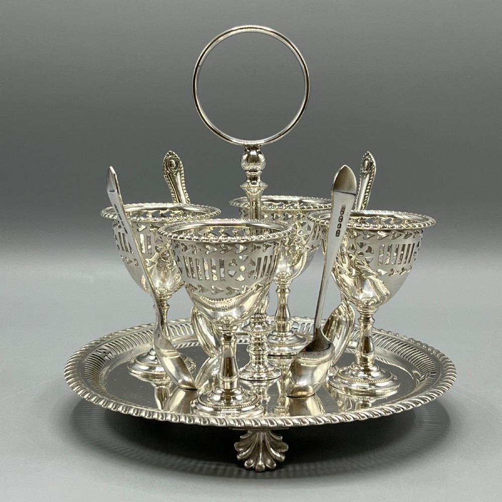 Edwardian Silver Plated Egg Cruet Set View IV
