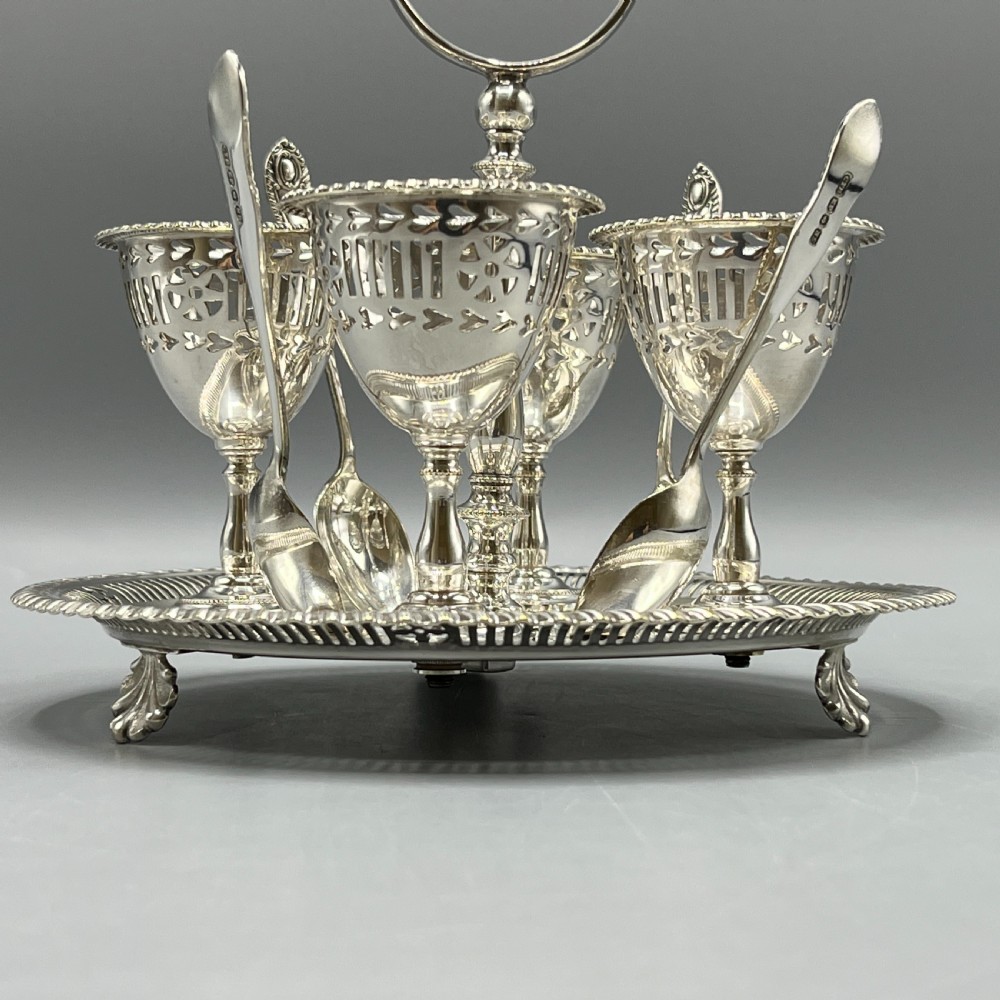 Edwardian Silver Plated Egg Cruet Set View V
