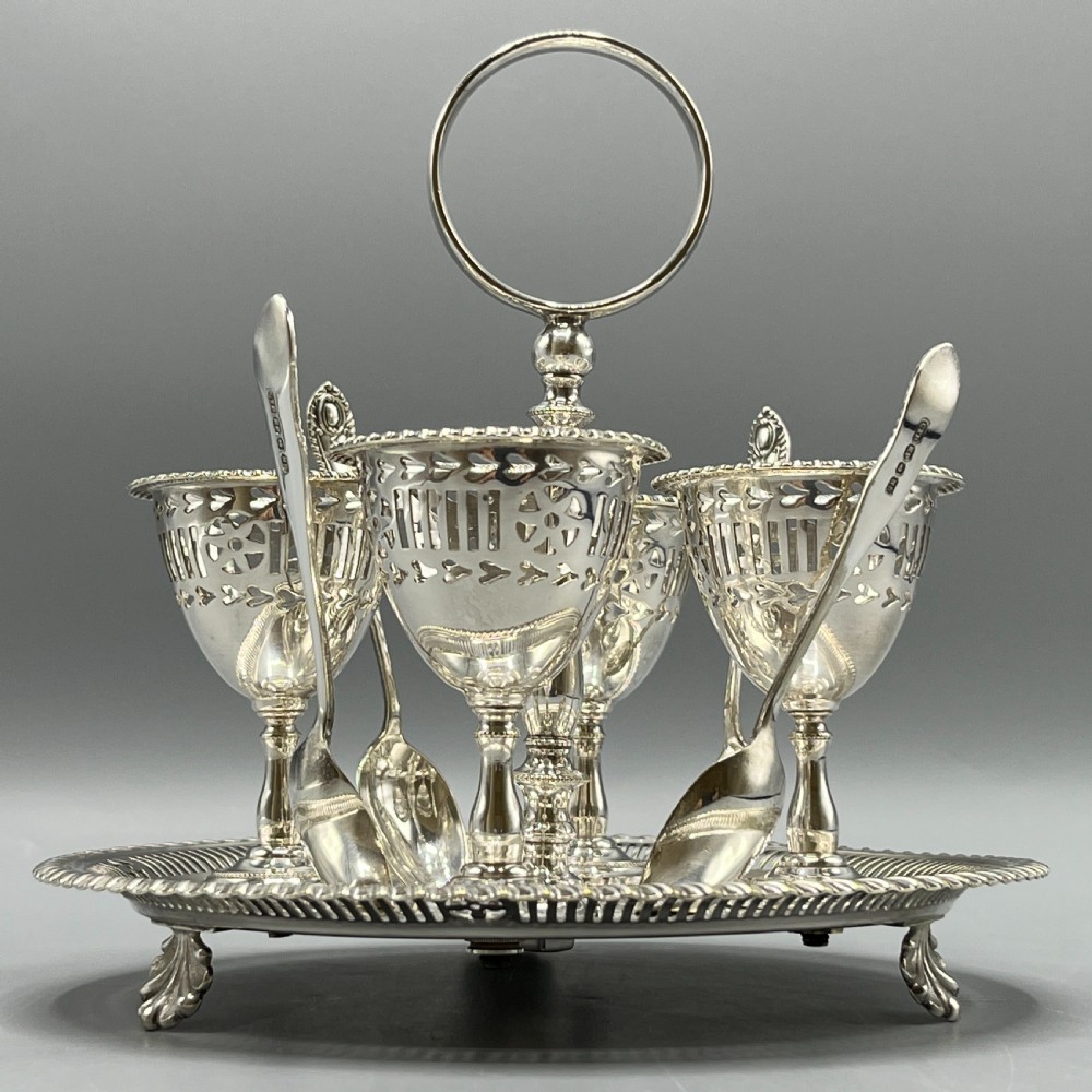 Edwardian Silver Plated Egg Cruet Set View VI