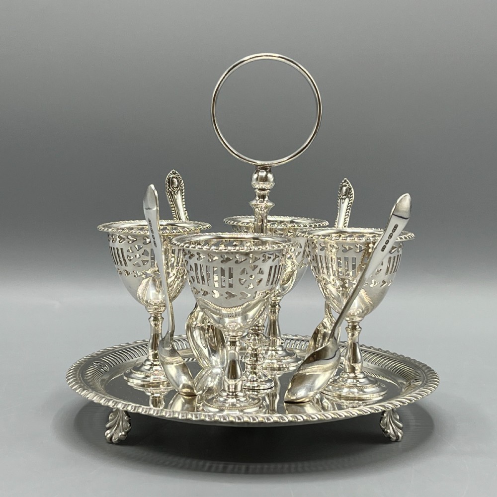 Edwardian Silver Plated Egg Cruet Set View VII