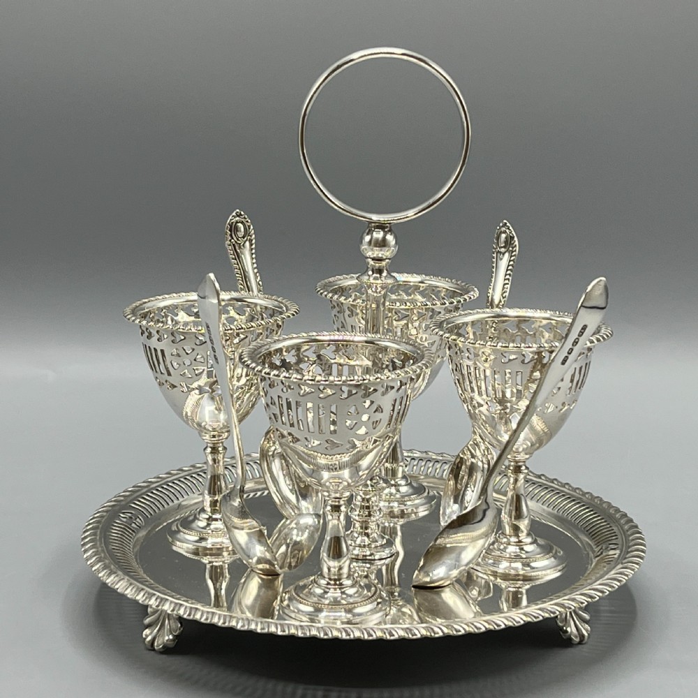 Edwardian Silver Plated Egg Cruet Set View VIII