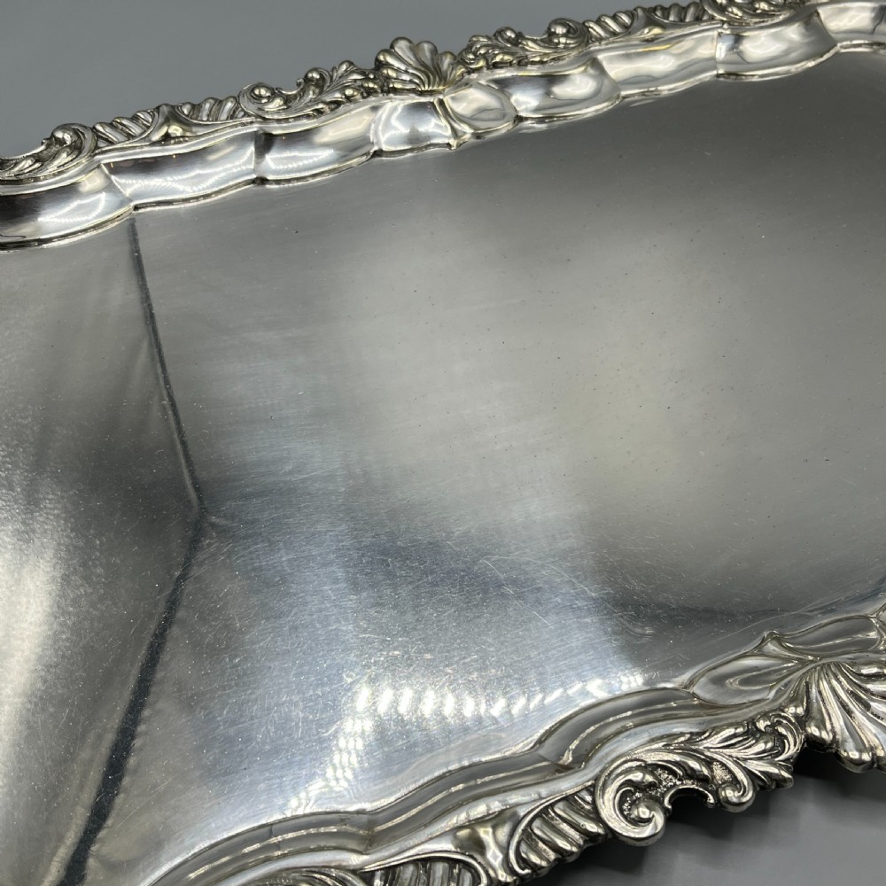 Large Long Victorian Silver Plated Butler Serving Tray View VIII