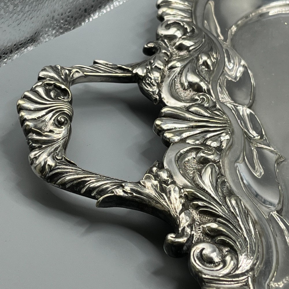 Large Long Victorian Silver Plated Butler Serving Tray View XII