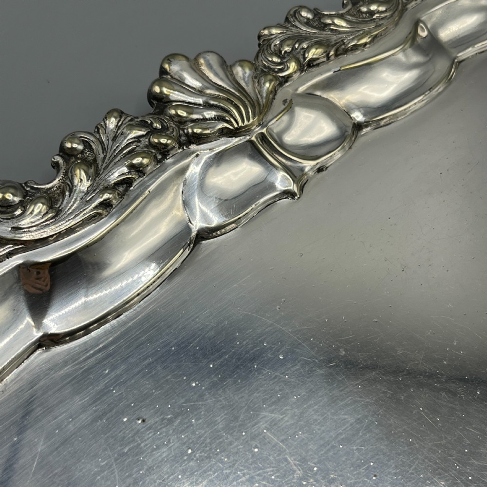 Large Long Victorian Silver Plated Butler Serving Tray View XVI