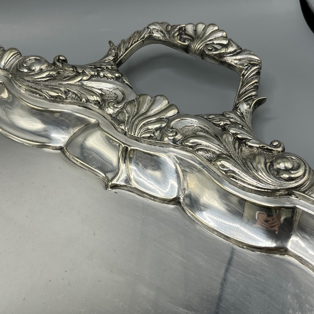 Large Long Victorian Silver Plated Butler Serving Tray View XVII