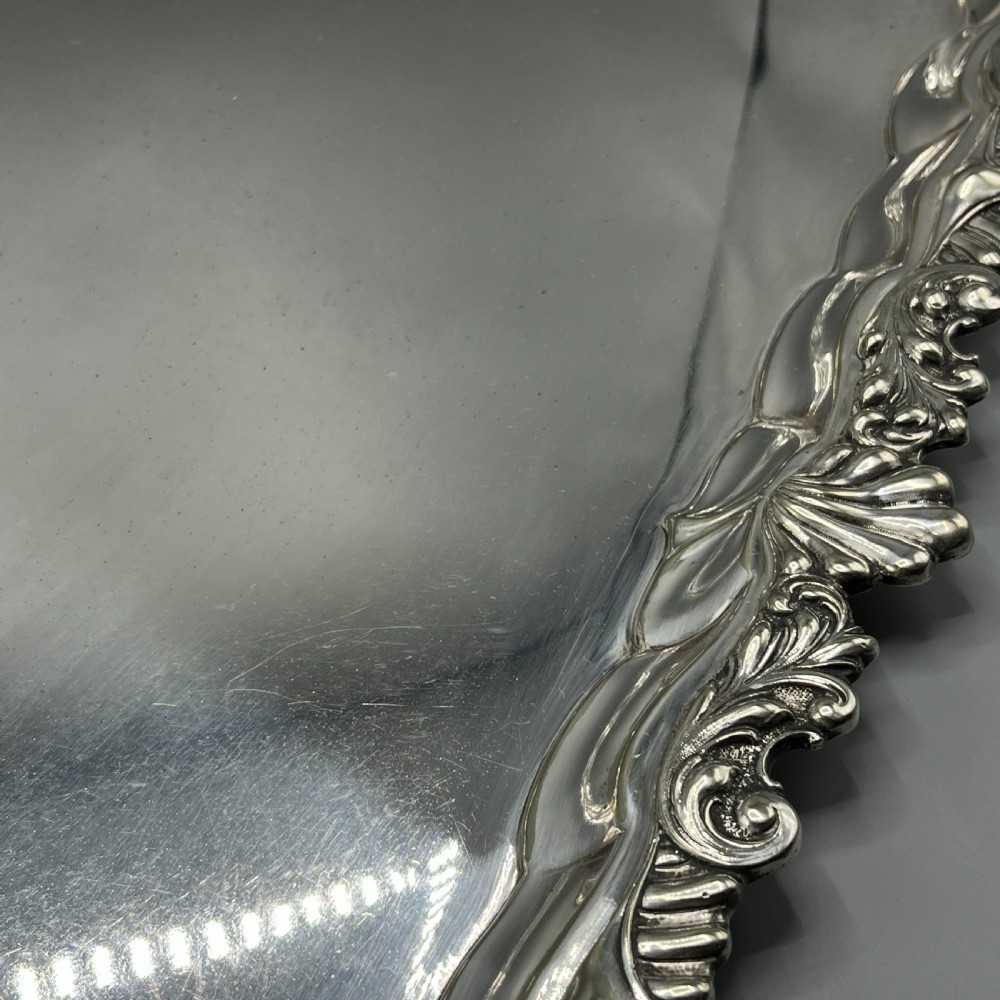 Large Long Victorian Silver Plated Butler Serving Tray View XVIII