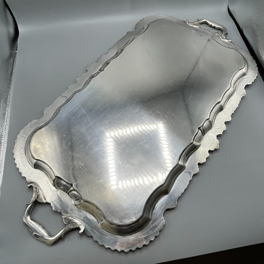 Large Long Victorian Silver Plated Butler Serving Tray View XIX