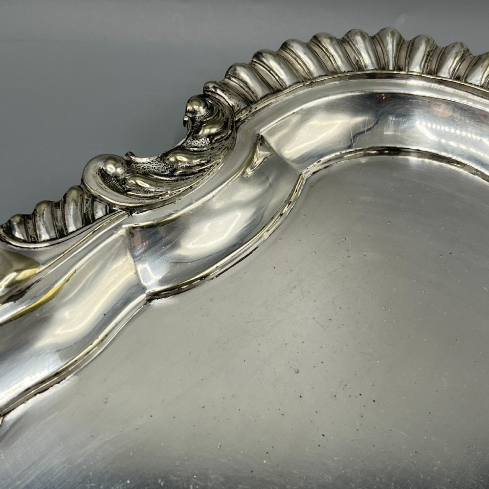Large Long Victorian Silver Plated Butler Serving Tray View XXI