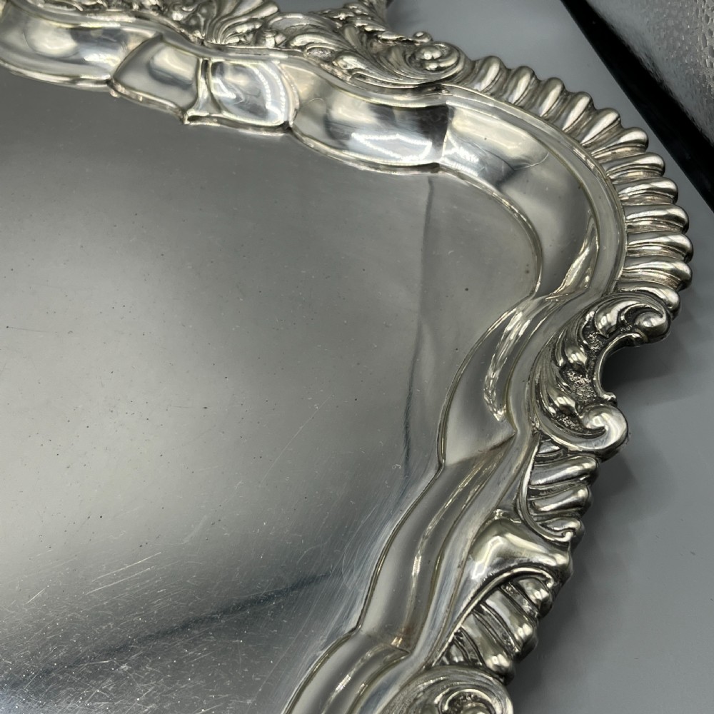 Large Long Victorian Silver Plated Butler Serving Tray View XXII